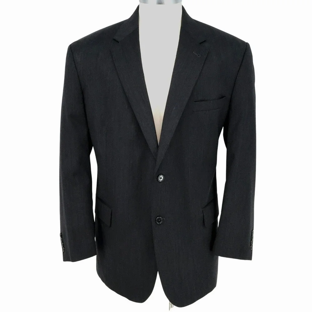 Jos A Bank Sport Coat Mens 48R Signature Charcoal Gray Wool Jacket Lined Career